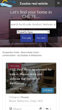 Vorschau der mobilen Webseite www.exadas-crete.com, Exantas Real Estate