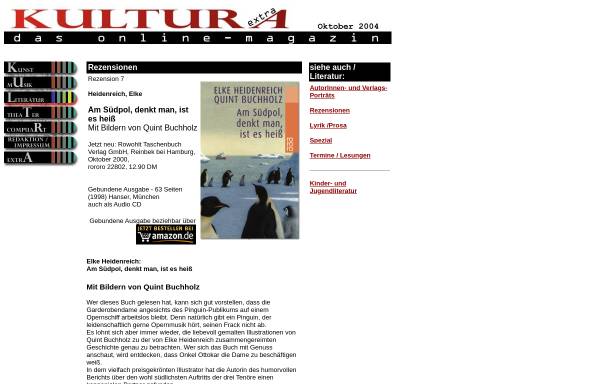 Vorschau von www.kultura-extra.de, Elke Heidenreich: Am Südpol, denkt man, ist es heiß