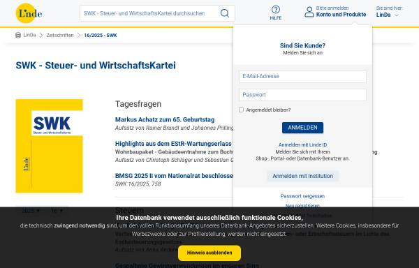 Vorschau von www.lindeonline.at, Steuer- und WirtschaftsKartei