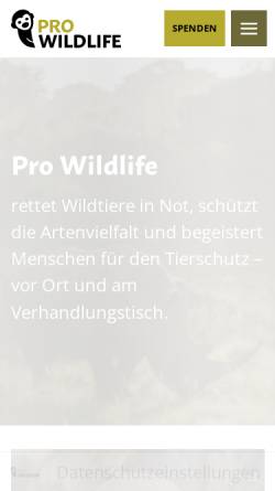 Vorschau der mobilen Webseite www.prowildlife.de, Pro Wildlife