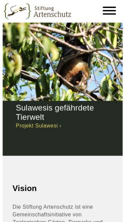 Vorschau der mobilen Webseite www.stiftung-artenschutz.de, Stiftung Artenschutz