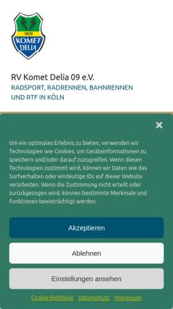 Vorschau der mobilen Webseite www.komet-delia.de, RV Komet Delia Köln