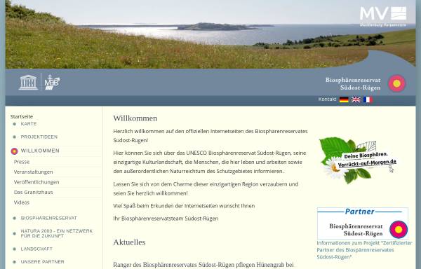 Vorschau von www.biosphaerenreservat-suedostruegen.de, Biosphärenreservat Südost-Rügen