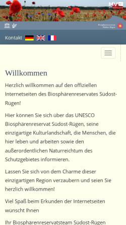 Vorschau der mobilen Webseite www.biosphaerenreservat-suedostruegen.de, Biosphärenreservat Südost-Rügen