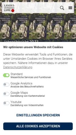 Vorschau der mobilen Webseite www.landesverband-lippe.de, Landesverband Lippe