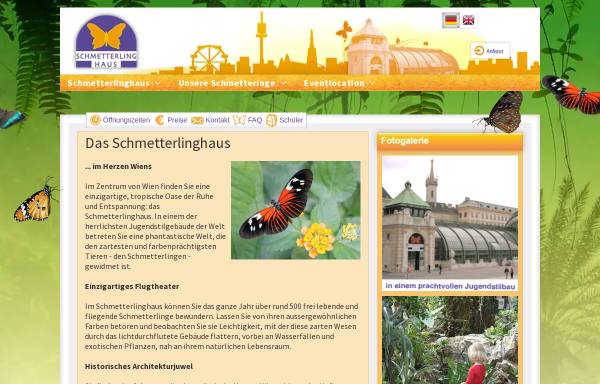 Vorschau von www.schmetterlinghaus.at, Schmetterlinghaus im Burggarten