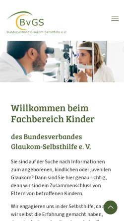 Vorschau der mobilen Webseite glaukom-kinder.de, Angeborenes Glaukom