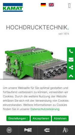 Vorschau der mobilen Webseite www.kamat.de, Kamat Pumpen GmbH Co. KG