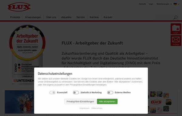 Vorschau von www.flux-pumps.com, Flux Geräte GmbH