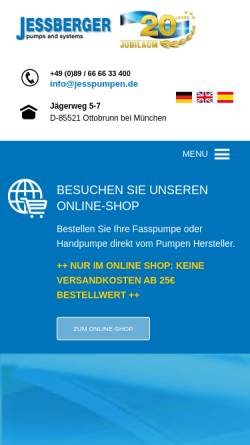 Vorschau der mobilen Webseite www.jesspumpen.de, Jessberger GmbH