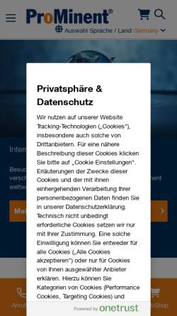 Vorschau der mobilen Webseite www.prominent.de, Prominent GmbH