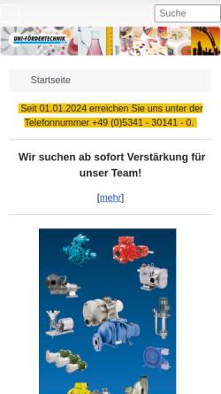 Vorschau der mobilen Webseite www.uni-f.de, Uni-Fördertechnik GmbH