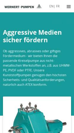 Vorschau der mobilen Webseite www.wernert.de, Wernert-Pumpen GmbH