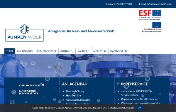 Vorschau von www.pumpenwolf-ot.de, Pumpen-Wolf Ostthüringen GmbH
