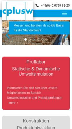 Vorschau der mobilen Webseite www.cplusw.de, C&W Ingenieurgesellschaft