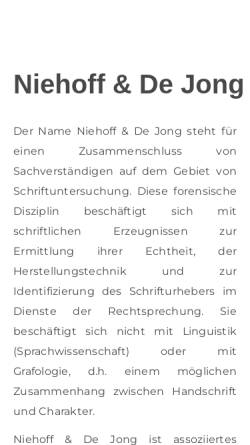Vorschau der mobilen Webseite www.schriftuntersuchung.de, Schriftsachverständige Niehoff und de Jong