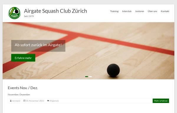 Vorschau von www.airgatesquash.ch, Town Squash Club Airgate