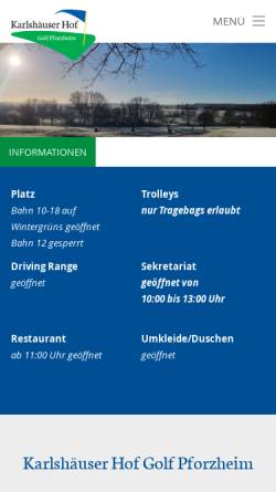 Vorschau der mobilen Webseite www.gc-pf.de, Golfclub Pforzheim