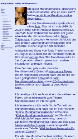 Vorschau der mobilen Webseite www.klausrohwer.de, Mundharmonika - Klaus Rohwer