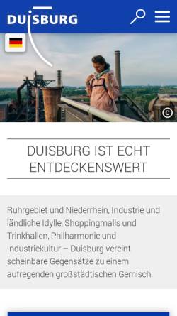 Vorschau der mobilen Webseite visit-duisburg.de, Duisburg Marketing