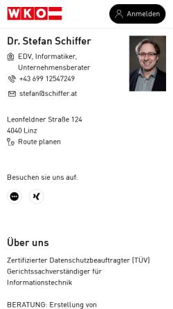 Vorschau der mobilen Webseite www.schiffer.at, Visuelle Programmierung von Dr. Stefan Schiffer