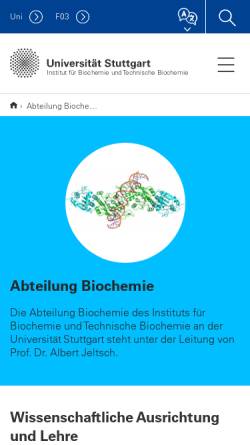 Vorschau der mobilen Webseite www.uni-stuttgart.de, Institut für Biochemie der Universität Stuttgart