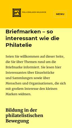 Vorschau der mobilen Webseite phila-dinslaken-walsum.de, Dinslakener Briefmarken-Sammler-Verein