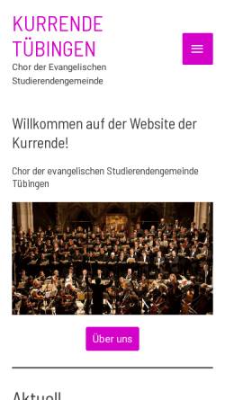 Vorschau der mobilen Webseite kurrende-tuebingen.de, Kurrende, der Chor der ev. Studierendengemeinde an der Uni Tübingen