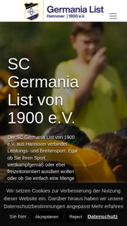 Vorschau der mobilen Webseite www.scg-rugby.de, SC Germania List Rugby