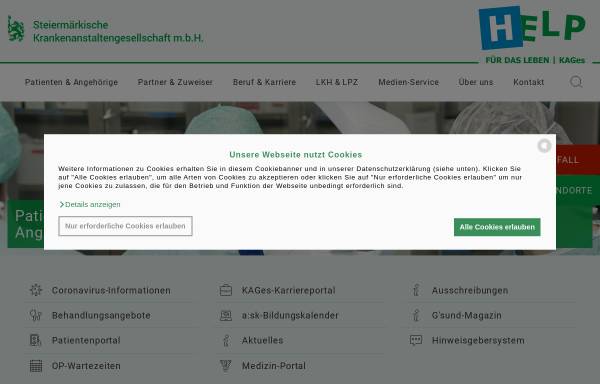 Vorschau von www.kages.at, KAGes - Steiermärkische Krankenanstaltengesellschaft m.b.H.