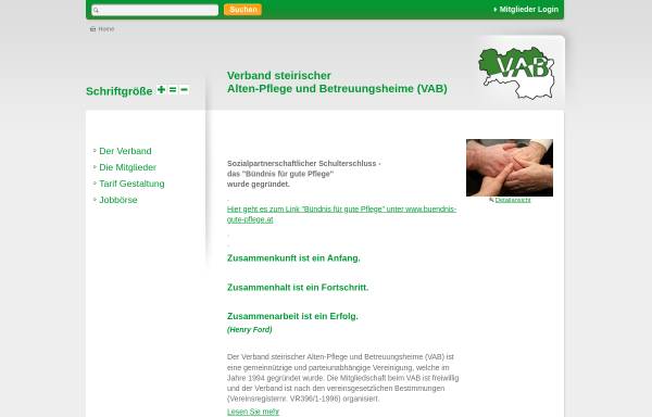 Vorschau von www.vab.at, Verband steirischer Alten- und Pflegeheime