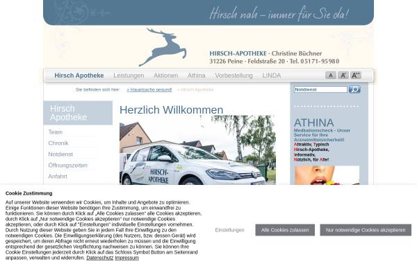 Vorschau von www.hirsch-apotheke-peine.de, Hirsch-Apotheke