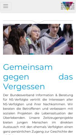 Vorschau der mobilen Webseite www.nsberatung.de, Bundesverband Information und Beratung für NS-Verfolgte