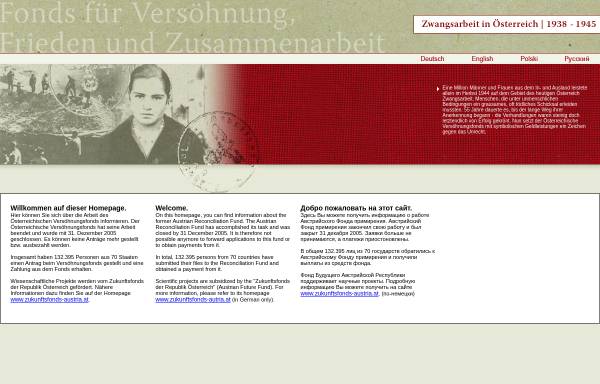 Vorschau von www.versoehnungsfonds.at, Österreichischer Fonds für Versöhnung, Frieden und Zusammenarbeit