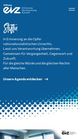 Vorschau der mobilen Webseite www.stiftung-evz.de, Stiftung Erinnerung, Verantwortung und Zukunft