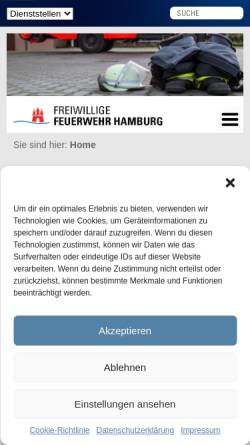 Vorschau der mobilen Webseite www.feuerwehr-hamburg.de, Freiwillige Feuerwehr Hamburg