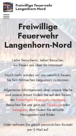 Vorschau der mobilen Webseite www.ff-langenhorn-nord.de, Freiwillige Feuerwehr Langenhorn-Nord