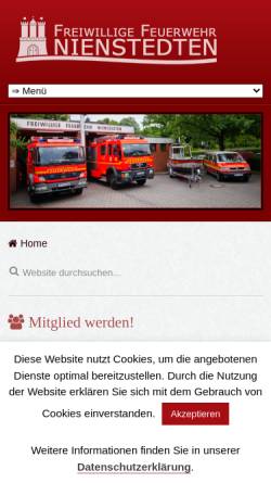 Vorschau der mobilen Webseite feuerwehr-nienstedten.de, Freiwillige Feuerwehr Nienstetten