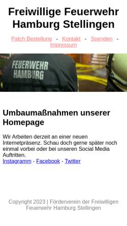 Vorschau der mobilen Webseite www.ff-stellingen.de, Freiwillige Feuerwehr Stellingen