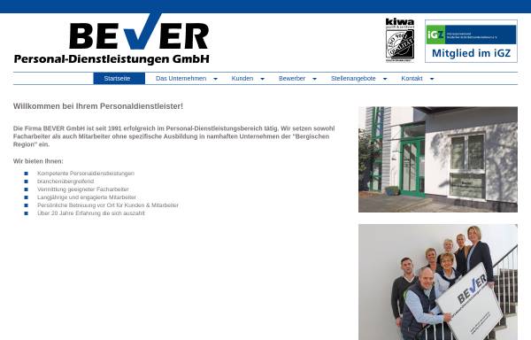 Vorschau von www.bever-personal.de, Bever Personal-Dienstleistungen GmbH