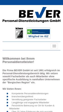 Vorschau der mobilen Webseite www.bever-personal.de, Bever Personal-Dienstleistungen GmbH