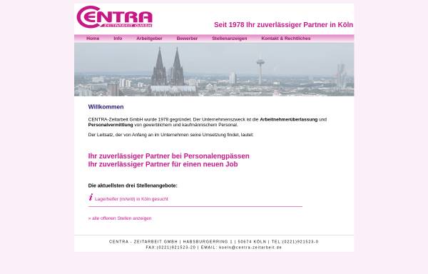 Vorschau von www.centra-zeitarbeit.de, Centra-Zeitarbeit GmbH