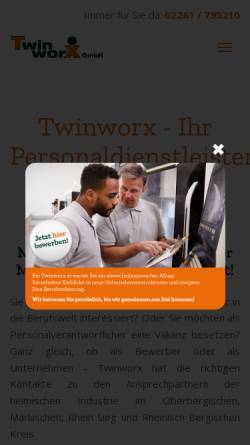 Vorschau der mobilen Webseite www.twinworx.de, Twinworx GmbH