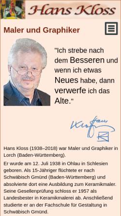 Vorschau der mobilen Webseite www.hans-kloss.de, Hans Kloss