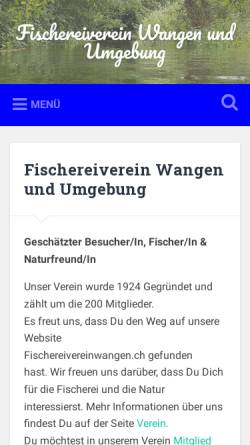Vorschau der mobilen Webseite www.fischereivereinwangen.ch, Fischereiverein Wangen und Umgebung