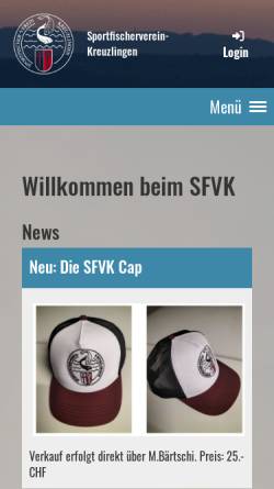 Vorschau der mobilen Webseite www.sfvk.ch, Sportfischer-Verein Kreuzlingen