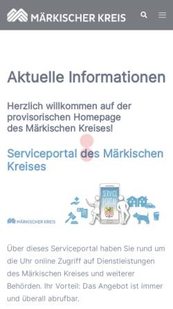 Vorschau der mobilen Webseite www.maerkischer-kreis.de, Geodatenportal Märkischer Kreis