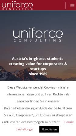 Vorschau der mobilen Webseite www.uniforce.at, Uniforce Junior Enterprise Wien