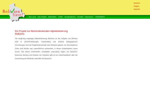Vorschau von www.bolivien-liest.de, Projekt: Bolivien liest!