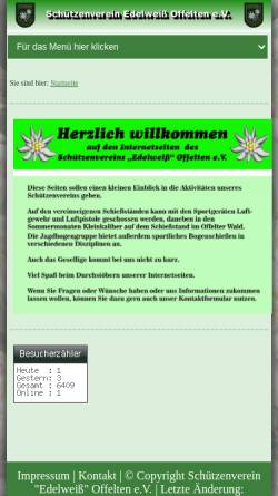 Vorschau der mobilen Webseite www.sv-edelweiss-offelten.de, Schützenverein 